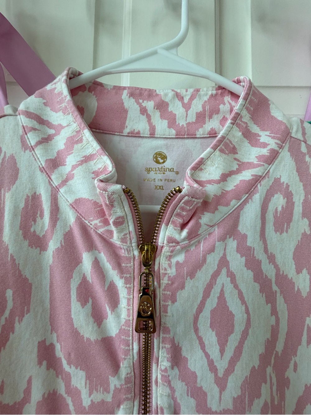 Spartina 449 XXL Pink Ikat-Print Zip-Front Dress - Picture 2 of 3